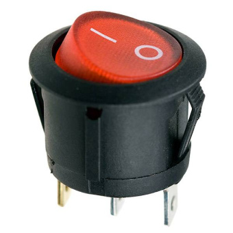 Выключатель клавишный круглый 12В 20А (3с) ON-OFF красный  с подсветкой  (RWB-214)  REXANT