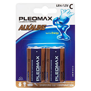 Батарейка бочонок алкалиновая LR14 (C)  1,5В 2шт/блистер Samsung Pleomax