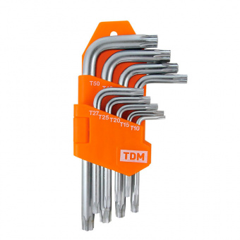 Набор шестигранников TORX T10-T50 9-предметов (держатель в блистере) CR-V сталь "Алмаз" TDM