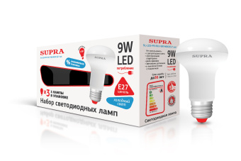Лампа светодиодная зеркальная R63  9Вт E27 4000К 720Лм 220В (SL-LED-PR-R63-9W/4000/E27-set) (3 шт.)SUPRA
