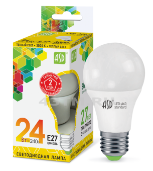 Лампа светодиодная ШАР 24 Вт E27 3000K 2160Лм LED-A60-standard ASD