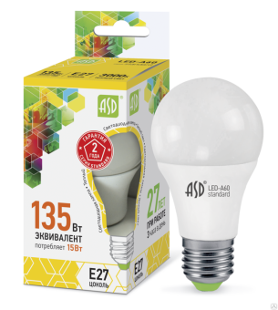 Лампа светодиодная ШАР 15Вт E27 4000K 1350Лм LED-A60-standard  ASD