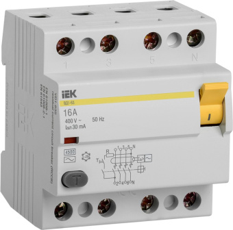 Выключатель дифференциального тока (УЗО) 4п 16А 30мА тип AC ВД1-63 IEK