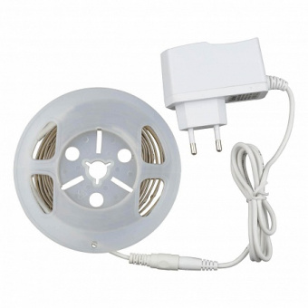 Комплект Лента светодиод. белый  5м/уп 9,6W/m 2835 (8mm)  120LED/м IP20 6500К с адаптером 12В GENERAL