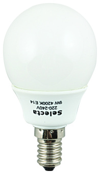 Лампа энергосберегающая ШАР  9Вт E14 2700K G50  8000ч Selecta