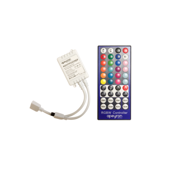Контроллер для светодиодной ленты RGBW, 72Вт, 12-24В, 4*1.5A/канал, IP20, пульт кнопочный ИК, DC-коннектор для входа, 5-игольчатый коннектор для