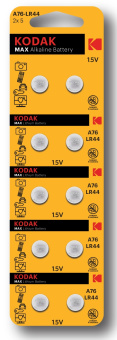 Батарейка плоская алкалиновая  AG13 (357) LR1154, LR44 Button Cell  10 шт/упак Kodak 