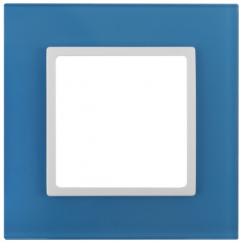 Рамка на 1 пост, стекло, Эра Elegance, голубой+бел 14-5101-28  ЭРА 