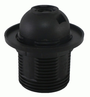Патрон Е27 термостойкий пластик с кольцом черный (без наклеек) ТДМ