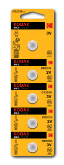 Батарейка плоская  литиевая CR2016-5BL 5шт/блистер Kodak 