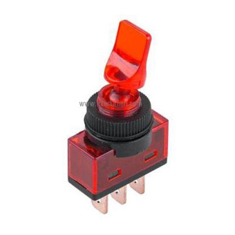Тумблер 12В 20А (3c) ON-OFF однополюсный с красной подсветкой  (ASW-13D)  REXANT Индивидуальная упаковка 1 шт