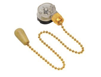 Выключатель для настенного светильника c  деревянным наконечником золото Rexant