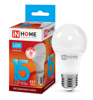 Лампа светодиодная ШАР 15 Вт E27 4000К 1350Лм  230В LED-A60-VC IN HOME