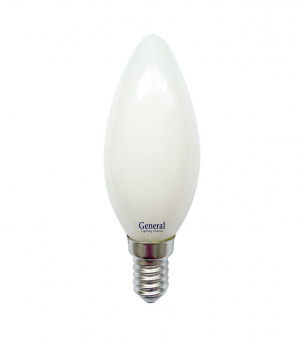 Лампа светодиодная филамент СВЕЧА  6Вт Е14 4500К 420Лм 230В GLDEN-CS-M-6-230-E14-4500 матовая GENERAL