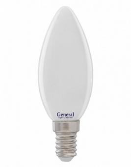 Лампа светодиодная филамент СВЕЧА  8Вт Е14 6500К 580Лм 230В GLDEN-CS-M-8-230-E14-6500 матовый GENERAL 
