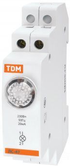 Лампа сигнальная ЛС-47 красная  (LED) AC/DC  на DIN-рейку TDM