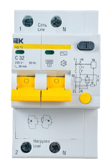 Выключатель автоматический дифференциального тока 2п C 32А 30мА тип AC 4.5кА АД-12 IEK