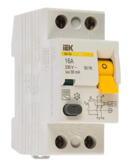Выключатель дифференциального тока (УЗО) 2п 16А 30мА тип AC ВД1-63 IEK