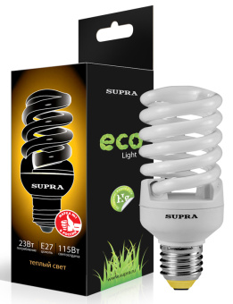 Лампа энергосберегающая  E27 23Вт  2700K Премиум-Слим (SL-S-FSP-23/2700/E27) SPIRAL T2 SUPRA